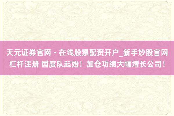 天元证券官网 - 在线股票配资开户_新手炒股官网杠杆注册 国度队起始！加仓功绩大幅增长公司！